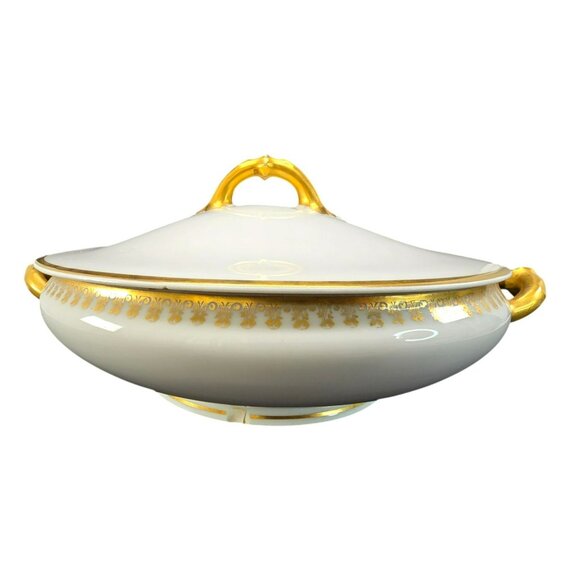 Haviland France Limoges Vegetable Dish White Gold Porcelain Vintage CM2112 - Picture 10 of 10